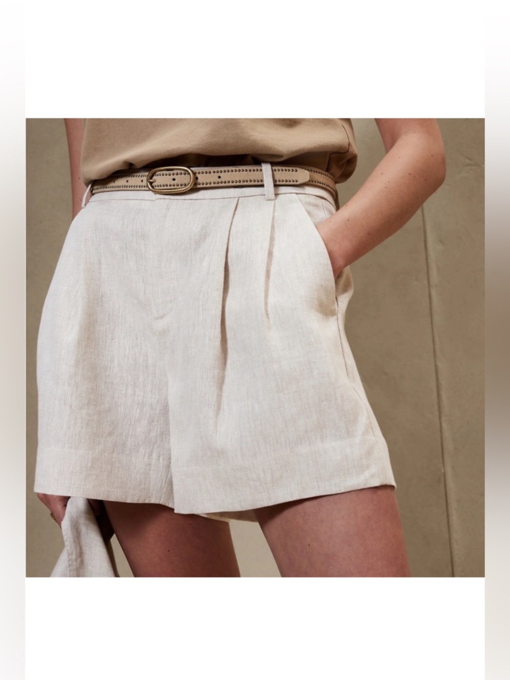 Banana Republic Palma 4 Linen Size 10 Beige Minimal Neutral Coastal Quiet Luxury